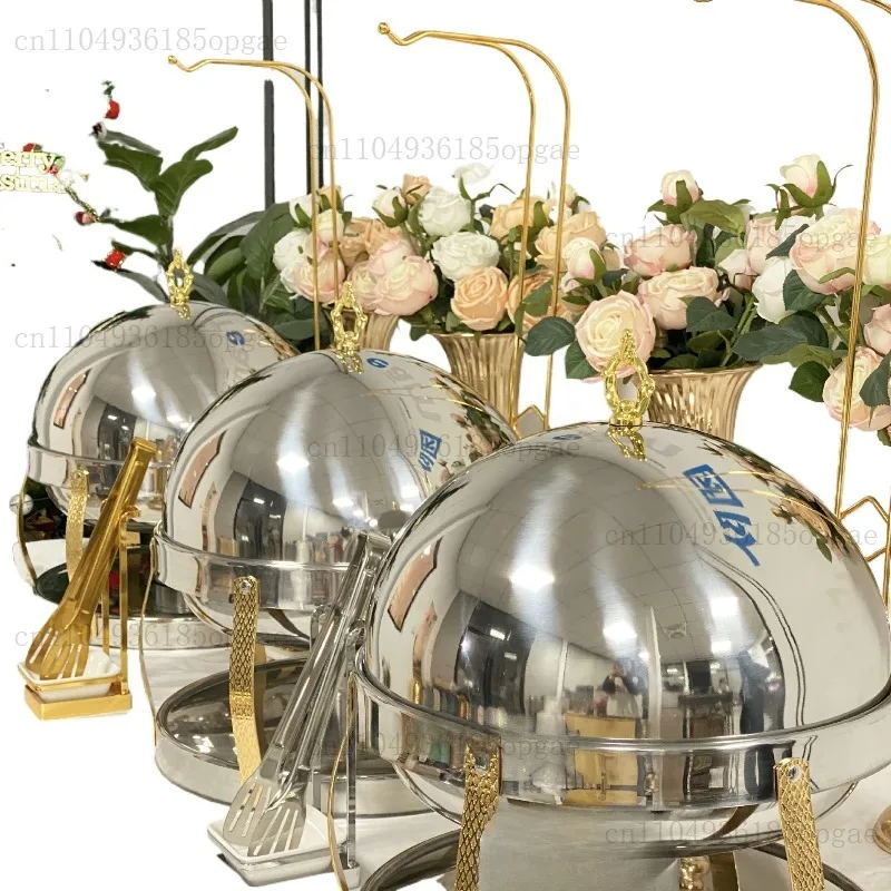 Cross-border stainless steel buffet stove round four-spherical foot stove restaurant hotel breakfast stove buffet