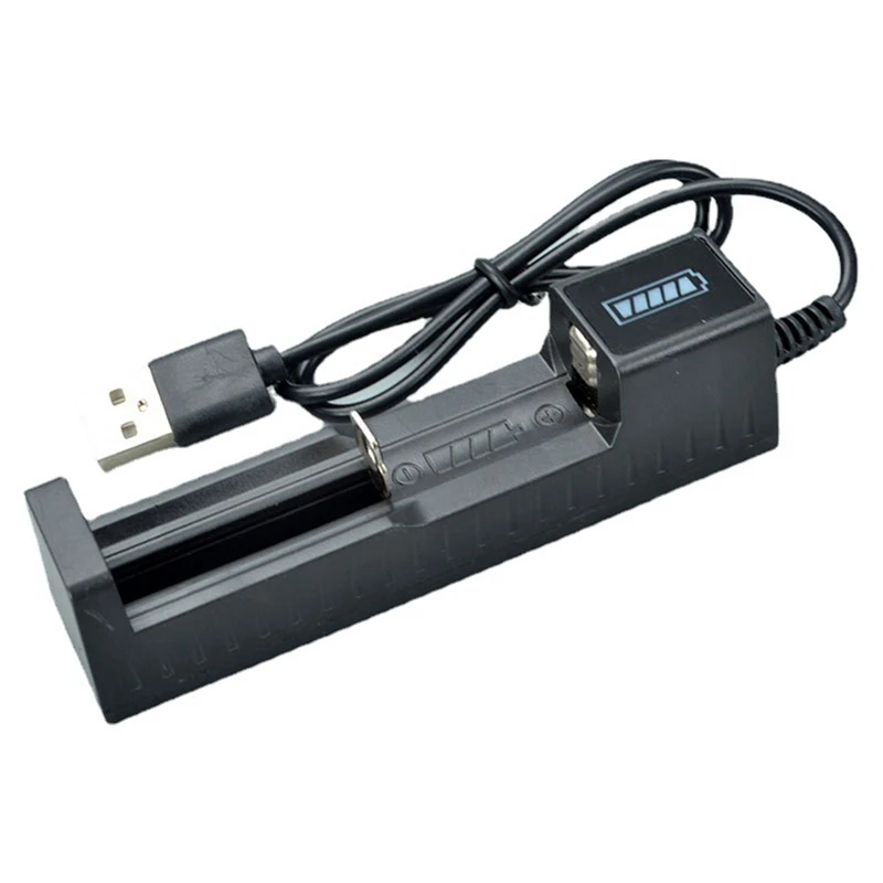 Cargador de batería USB de 1 ranura, cargador de batería de litio recargable de carga rápida Universal para 18650, 26650, 14500, 16340