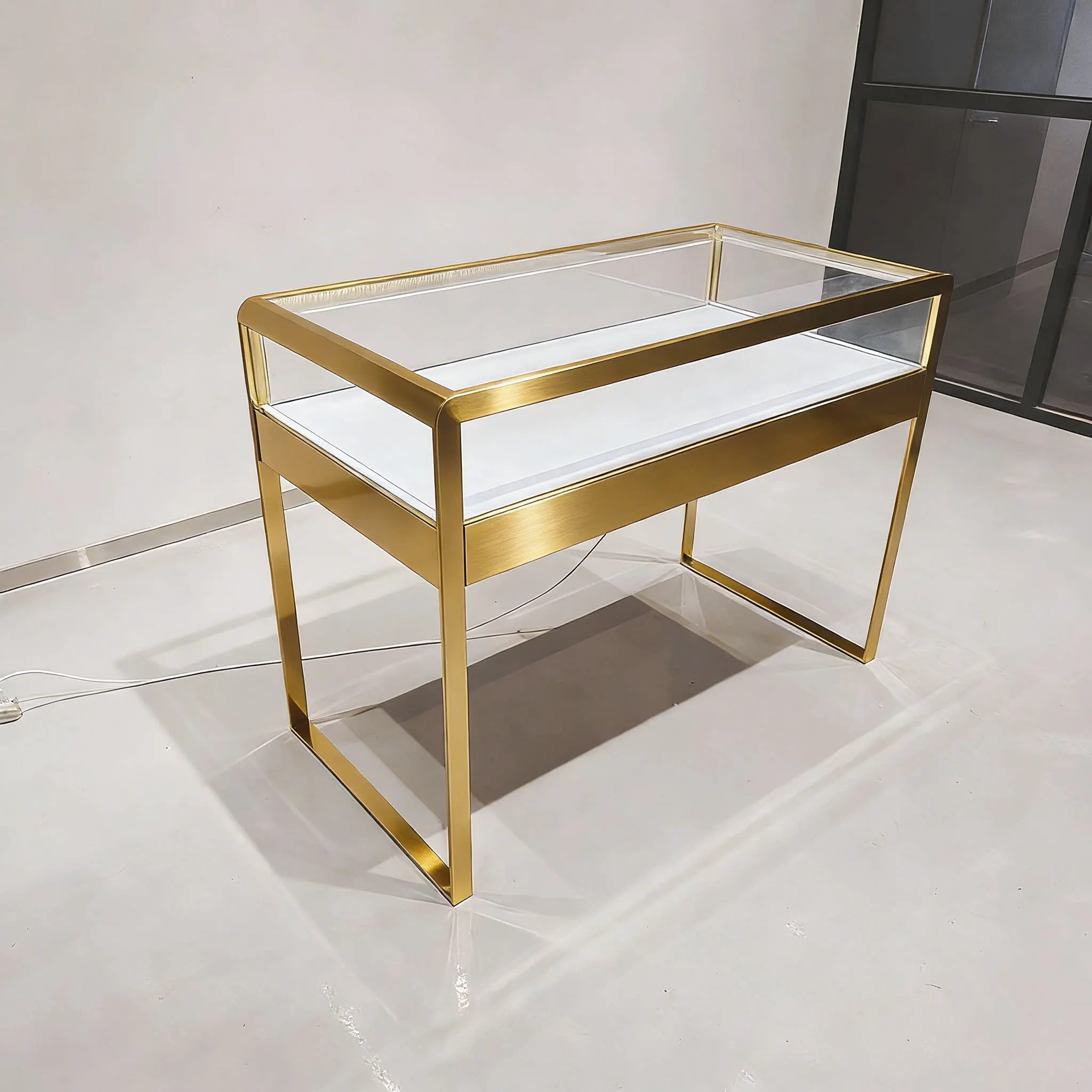 Jewelry Display Cabinet Glass Display Jewelry Stainless Steel Titanium Simple Modern Design Display Cabinet