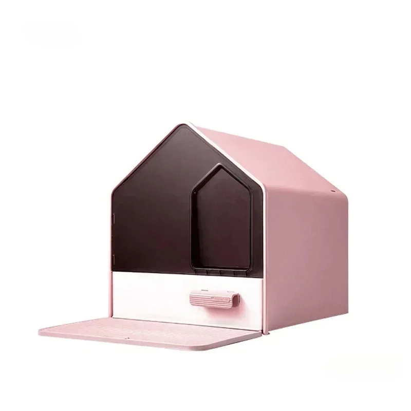 

Luxurious Front-entry Cat Litter Box Drawer Fully Enclosed House Shape Cats Toilet Anti-splash Sand Kittens Bedpan