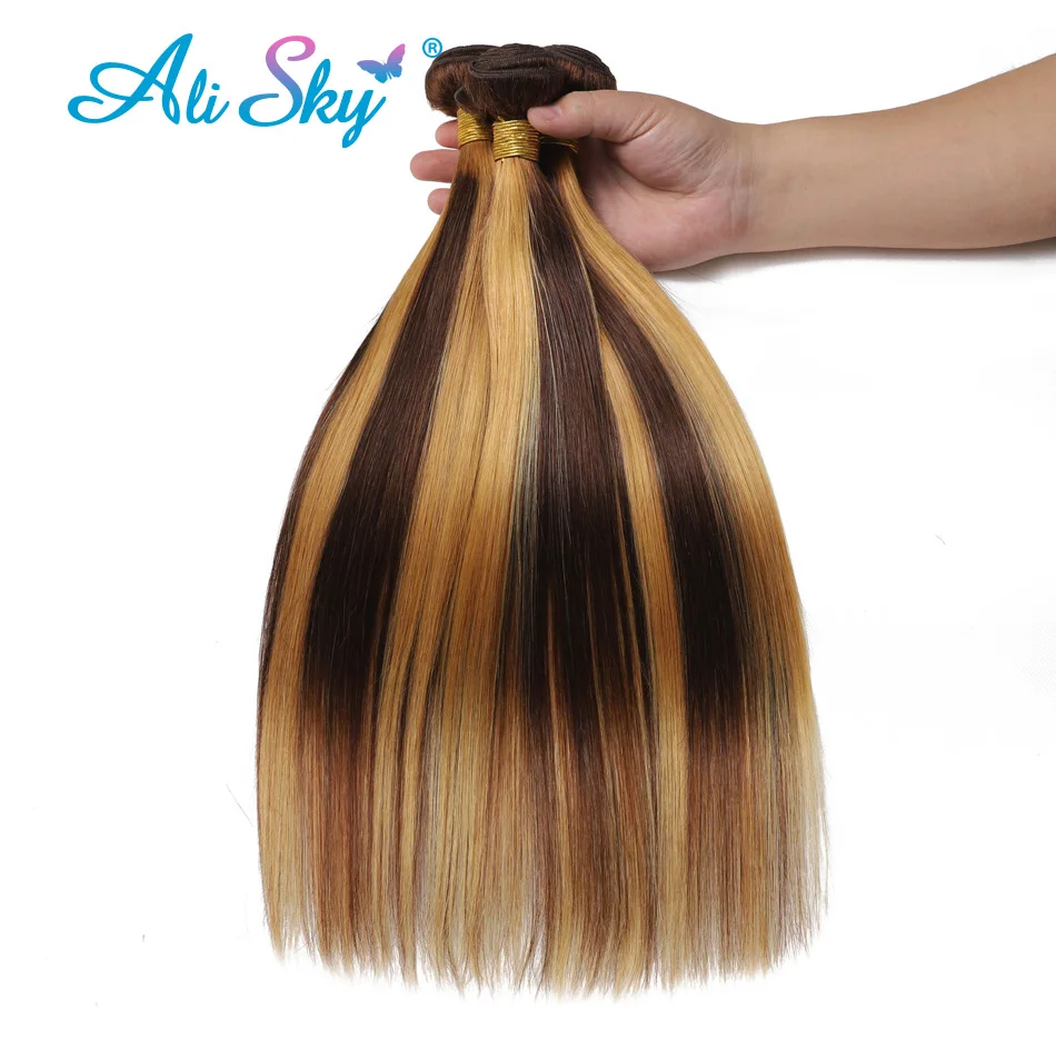 Highlight P4/27 Honig Blonde Bundles Knochen Gerade Menschliches Haar Brasilianische 1/3/4 Bündel Haarwebart Extensions Neue In Clearence verkauf