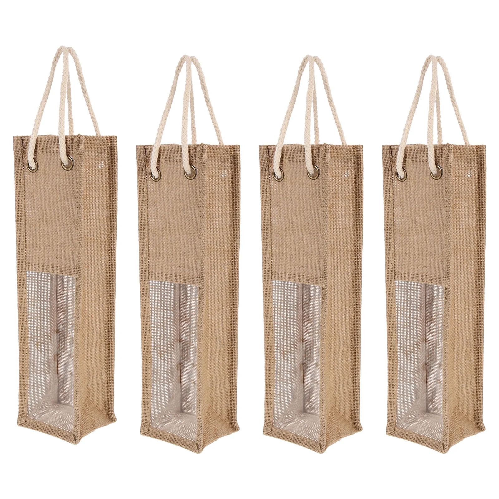 

4pcs Jute Gift Bag Fabric Bottle Tote Travel Drawstring Festival Pouch Pouch Reusable Kitchen Bar Tools