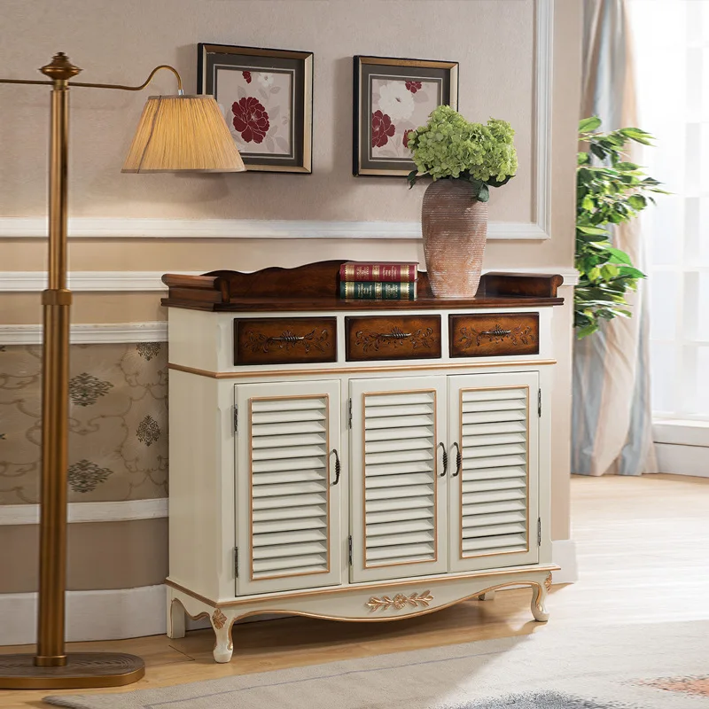 

Обувь в стиле ретро, жалюзи из цельного дерева, дышащая полка для обуви, перегородка для хранения дверей, крыльца