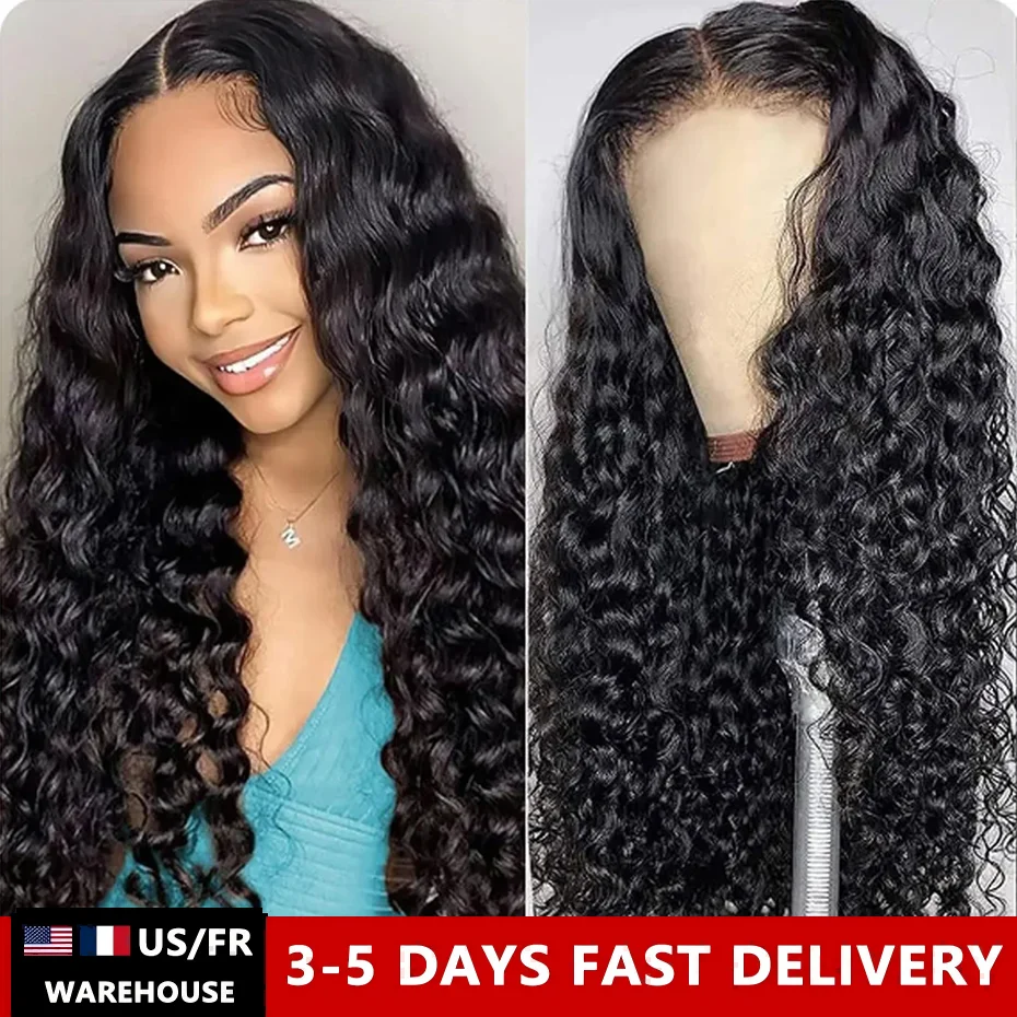 Deep Wave Frontal Wig 13x4 13x6 Kinky Curly Lace Front Human Hair Wigs For Black Women HD Transparent Wet And Wavy Water Wave