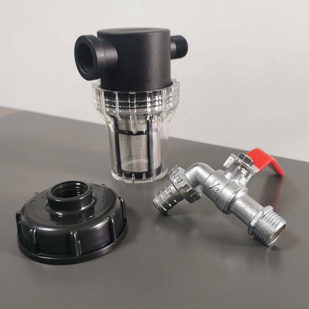 80 mesh filter 1000L ibc Tank Tap Adapter Nipple S60X6 Thread 1/2-way Garden Hose Quick Connect Faucet Alloy Tank Valve Fitting