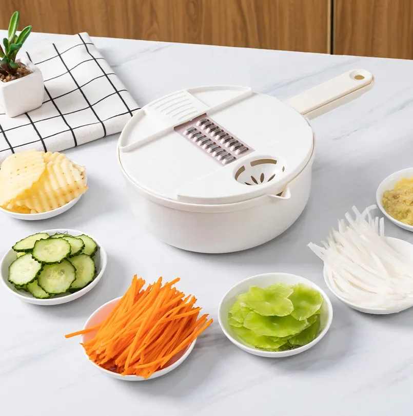 

12PCS New Vegetable Chopper Rotundity Slicer Set, Multifunctional Veggie Slicer Shredder with Container Essential Kitchen Gadget