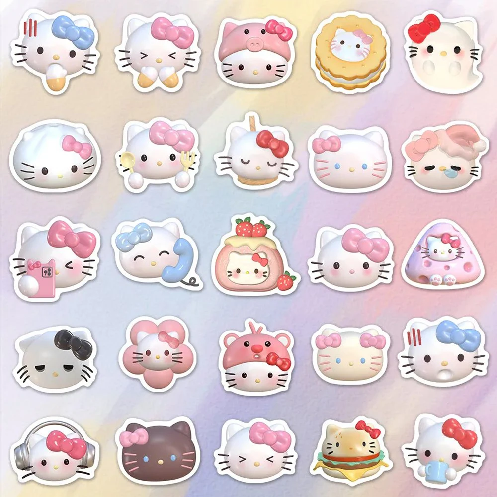 10/30/50/100pcs Cartoon Cute HelloKitty naklejki estetyczne Anime naklejki na bagaż komputerowy Laptop Kawaii naklejka winylowa zabawka dla dzieci