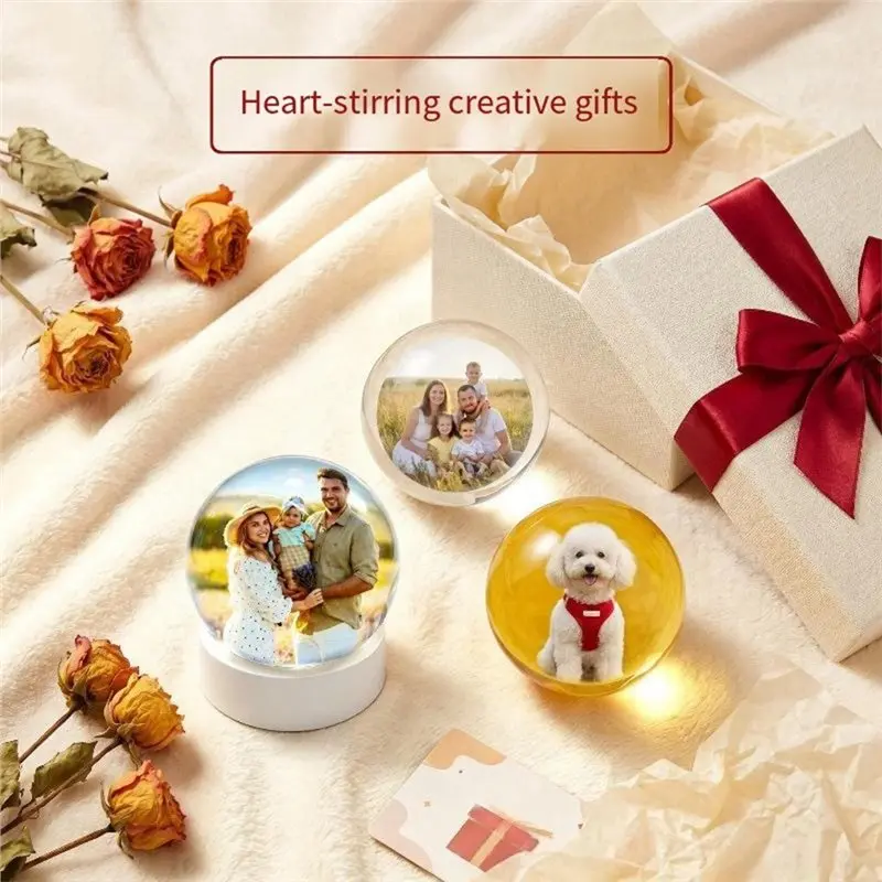 ABUG-Audio Video Display 3D Crystal Ball Bluetooth Video Player 2Pcs Electronic Ball Customizable Birthday Gift