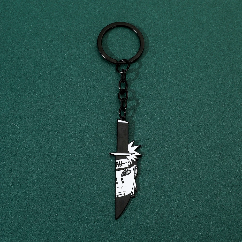 Naruto Anime Figure Uchiha Sasuke Keychain Small Knife Shape Uzumaki Keyrings for Friends Backpack Ornament Pendant Gifts view 3