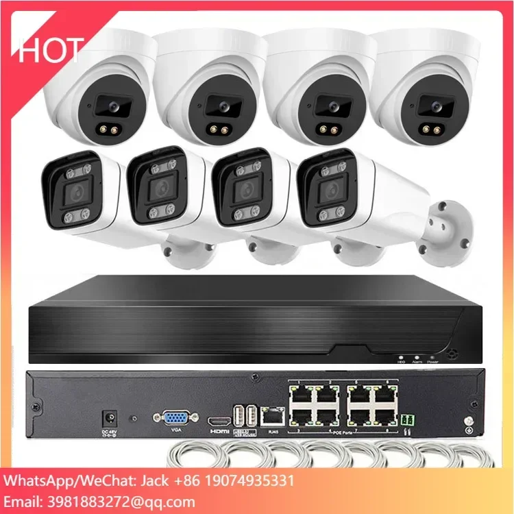 Caméras De Seguridad 8 Ch 4MP système De caméra De vidéosurveillance POE Nvr extérieur avec enregistreur Audio et vidéo pour la sécurité à la maison
