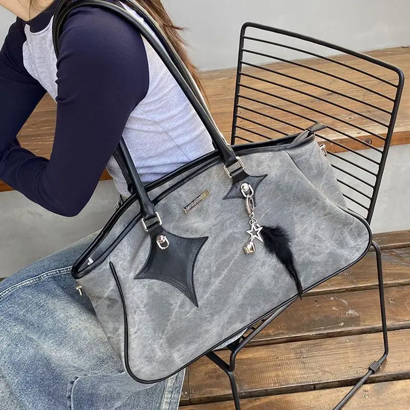 Sacola de grande capacidade para mulheres, couro macio, bolsa de axilas do ombro, bolsas estéticas vintage Y2k, grunge todos os sacos de fósforos, moda