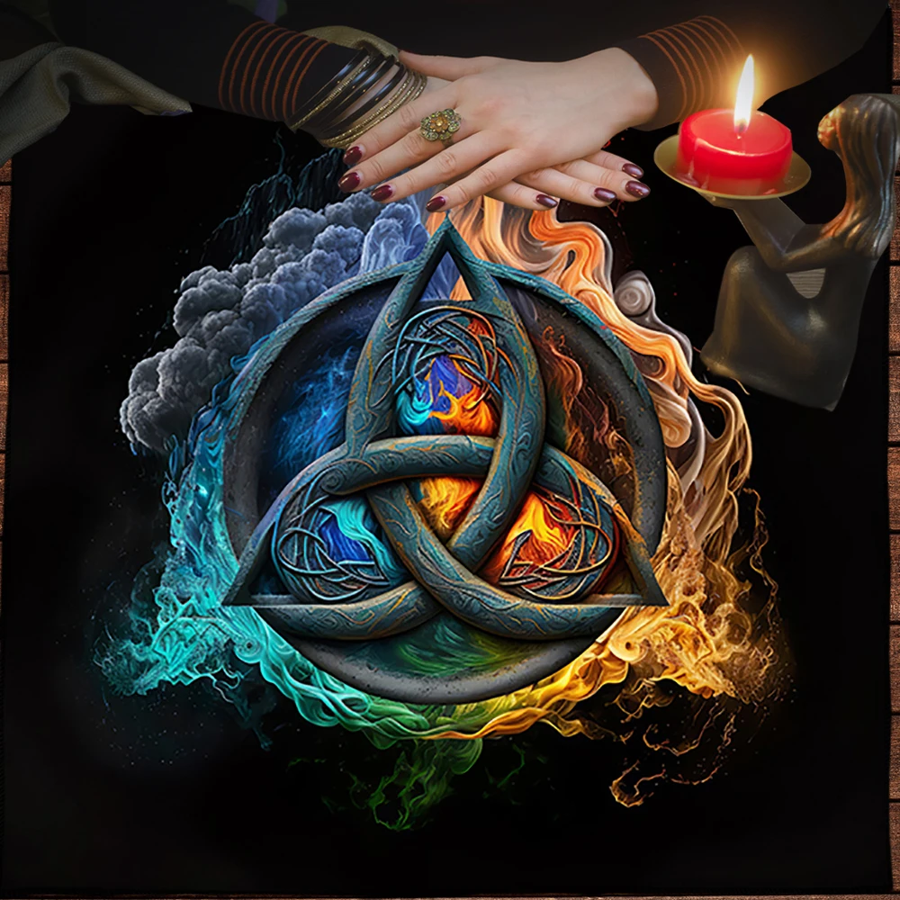 Mystical Celtic Knot Tarot Tablecloth Altar Cloth Colorful Tarot Mat Witchcraft Divination Cloth Oracle Card Pad Home Deome Deco