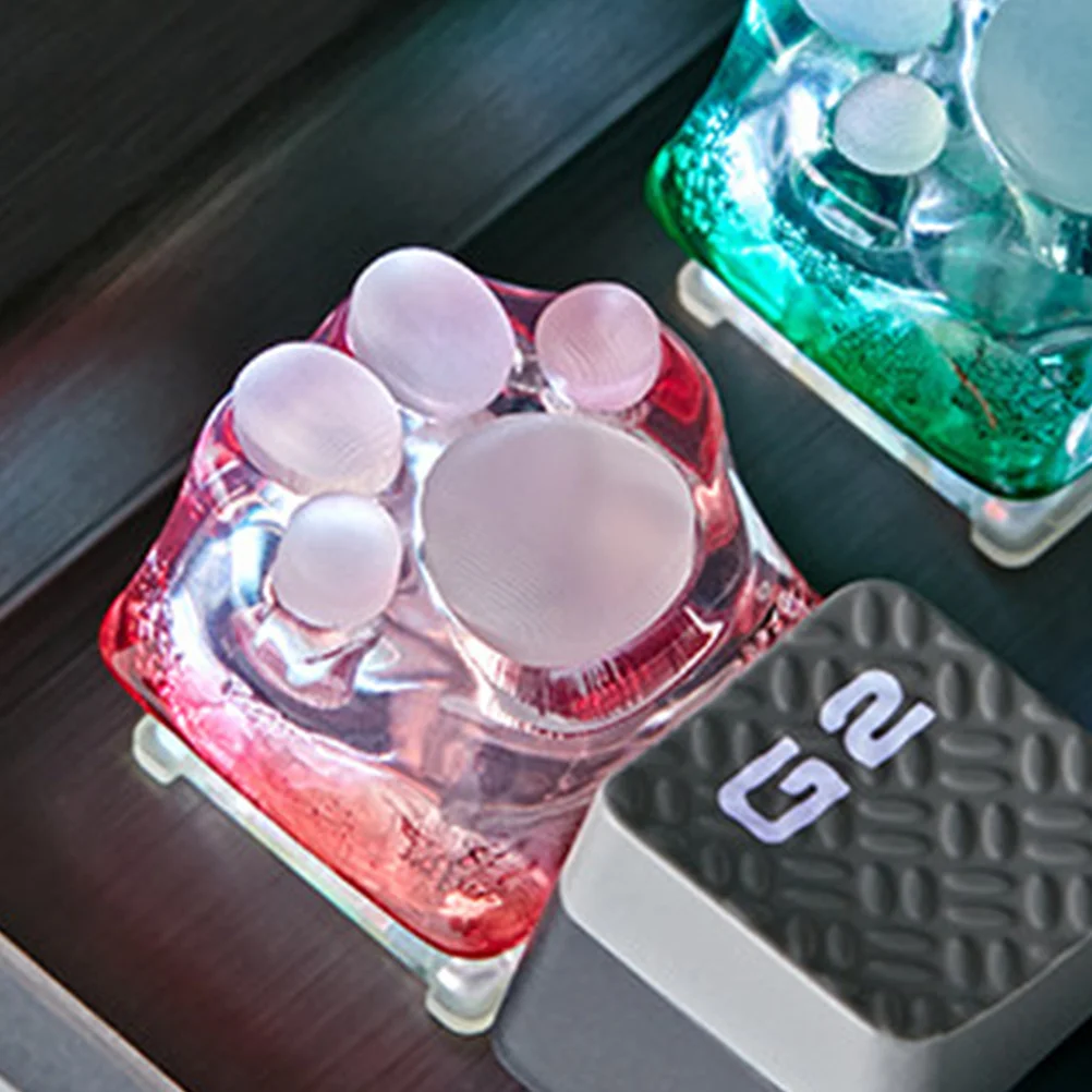 

Кошачья лапа, прозрачный колпачок для механической клавиатуры с RGB-подсветкой, мультяшное украшение для энтузиастов геймеров, ПК