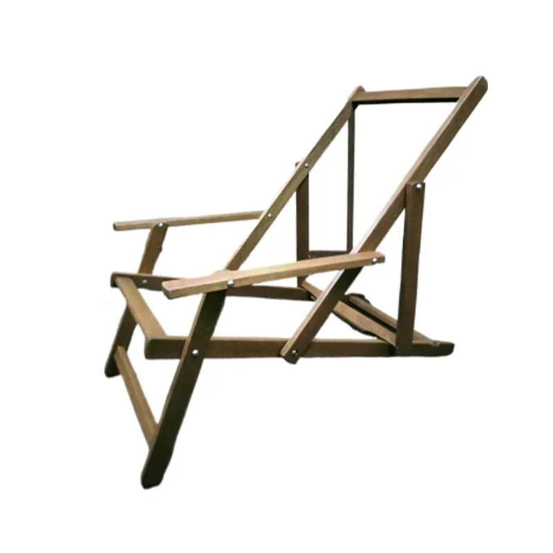 Modern single-seater wooden lounge chair Standard quality folding beach chair with armrests Outdoor furniture