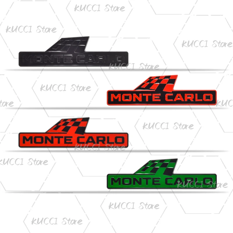Alloy Metal Monte Carlo Racing Flag Grille Emblem Rear Trunk Badge Sticker For Skoda Fabia Octavia Kodiaq Superb VRS Kamiq Rapid