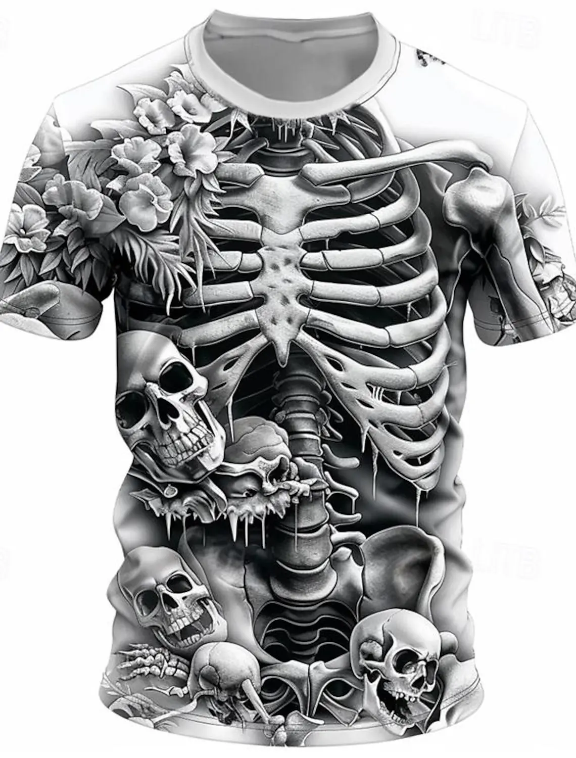 3D Print Cool Skulls Skeleton Graphic Casual Tees Street Style Men\'s T shirt Short Sleeve O-Neck Shirts Summer Classic Clothing