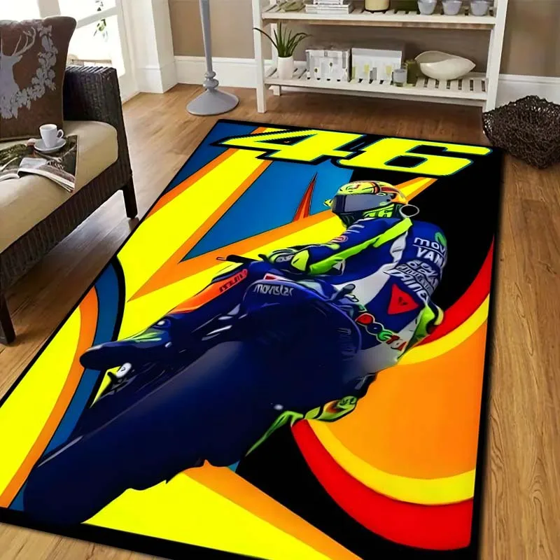 V-VR46 Motorcycle Racing Print Area Rug Non‑Slip Soft Floor Carpet Living Room Bedroom Game Room Birthday Gift Indoor Home Decor