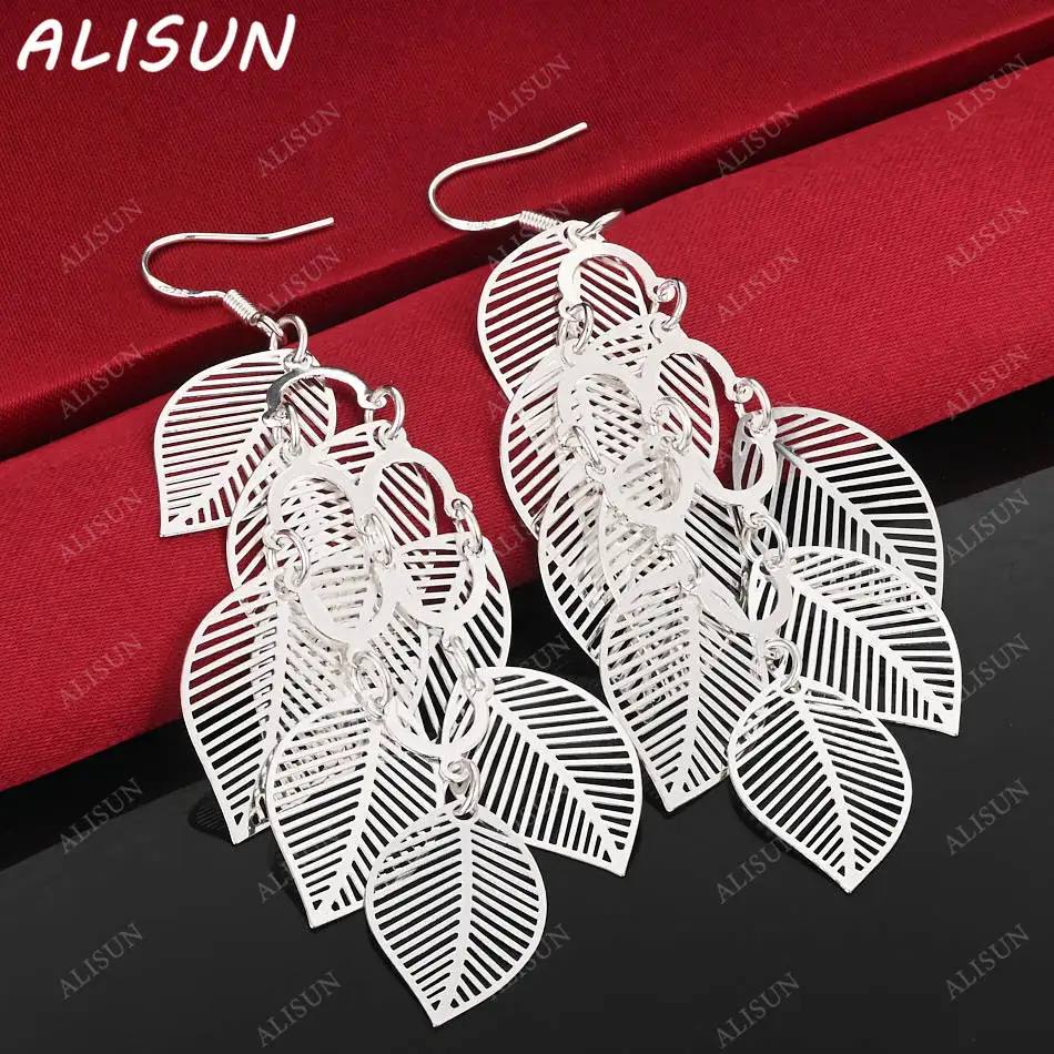 

ALISUN 925 Sterling Silver Design Leaves Earrings Drop Earrings Charm Trend Birthday Gifts Fashion Party Fine Jewelry