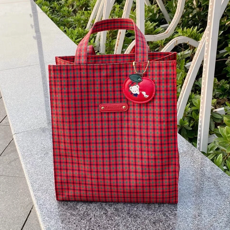 

Hot Instock Japan Cartoon Grid Printing Handbag Large Capacity Waterproof Shoulder Bag 31*26.5*13.5cm Daily Commute