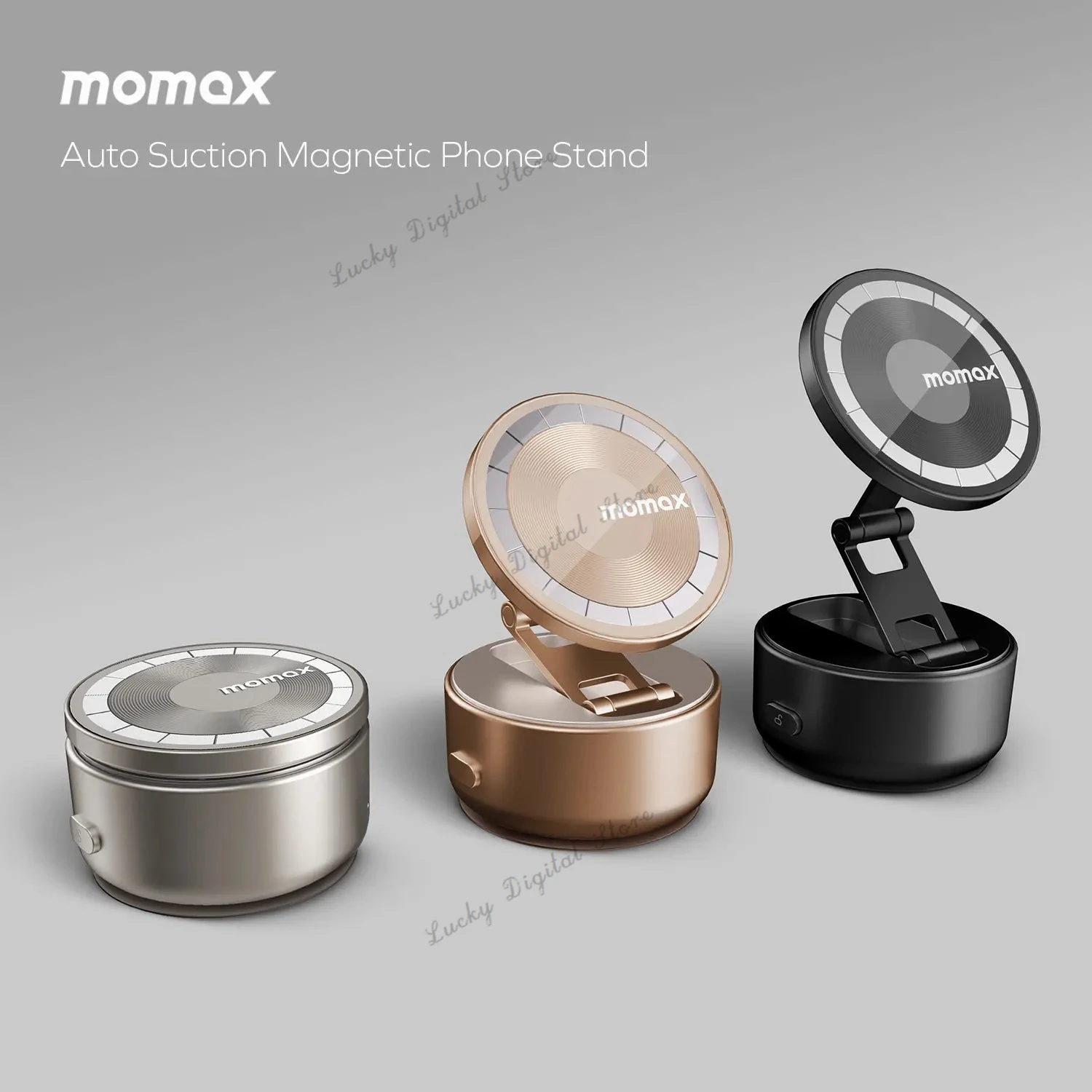 

MOMAX 1-Snap Go Auto Suction Magnetic Phone Stand 360° Rotation and Rri-axis Angle Powerful Motorized Suction Foldable Design