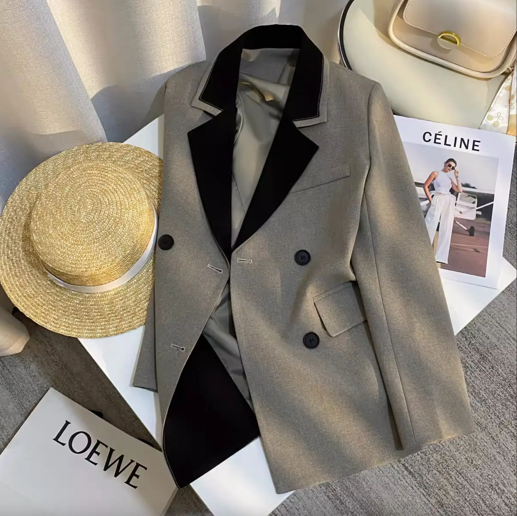 De lente en herfst Annals Dames Blazer Montage Sense of Design Contrasterende kleur Vrouwelijke jas Trend Veelzijdige vrijetijdstops