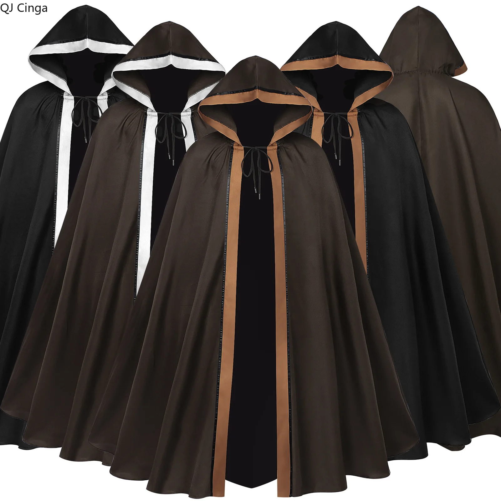 

2025 Fall New Neutral Hooded Robe, Black Grim Reaper/Wizard Tie-up Cape, Halloween/Stage Performance Long Jacket