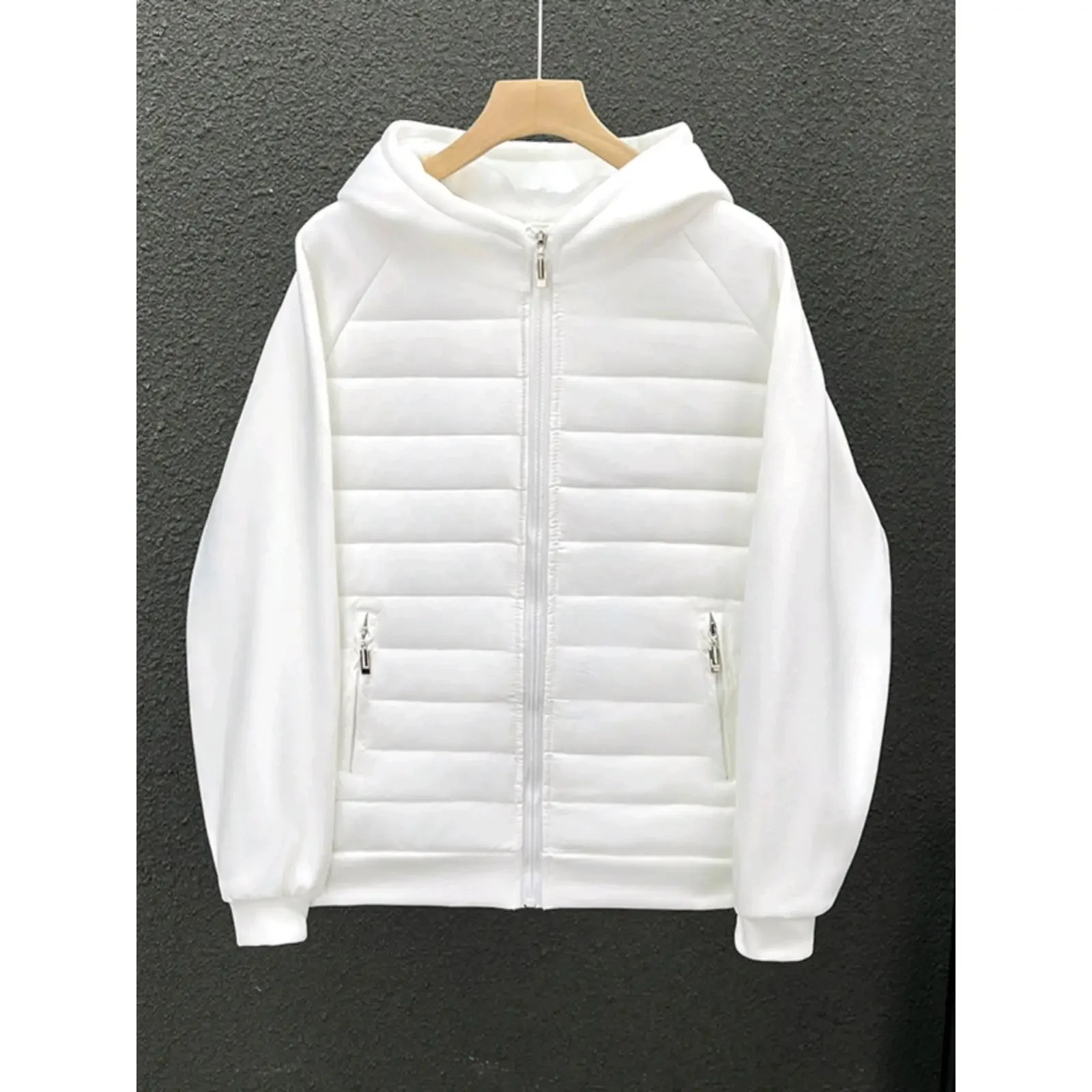 Trendy Hooded Solid Color Cotton Coat Jacket Grey Black White Loose Fit Versatile Casual Unique Couple Style Jacket For Men