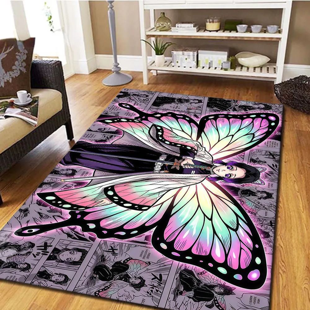 Tapis imprimé Demon Slayer Kimetsu no Yaiba, pour chambres à coucher, canapés, décoration de la maison, cadeaux d'anniversaire, cadeau idéal HE12