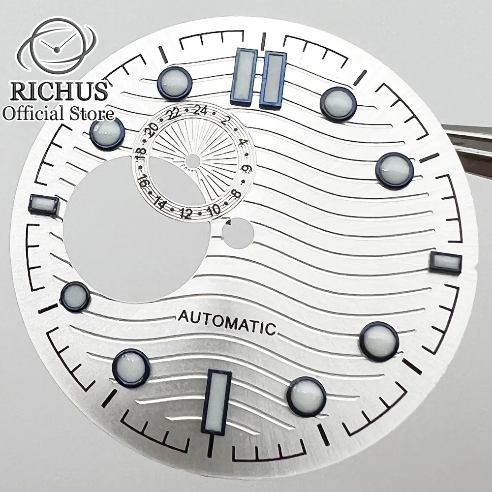 31mm Black/White/Blue Water Ripple Skeleton Deep press pattern Dial fit replace Seiko NH39 Movement Watch Accessories Parts