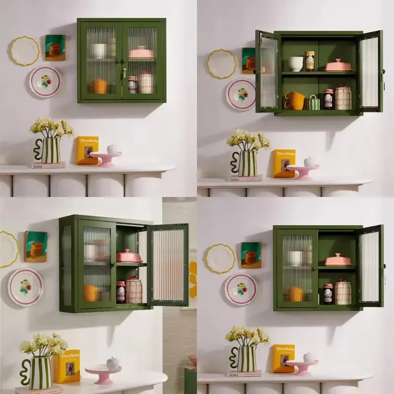 Customizable Metal Wall Mounted Lockers Height Adjustable Modern Style Multi Functional Storage for Living Room Kitchen