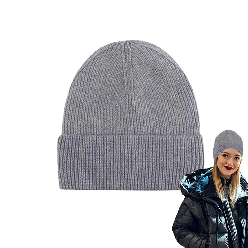 Winter Warm Knit Hats Double-Layered Soft Knit Beanie Cap Winter Cuffed Beanie Hat For Women Men Outdoor Activities Winter