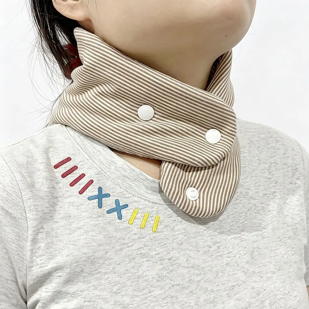 Gifts Soft Warm Cotton Neck Warmer Thickened Cotton Neck Gaiter Striped Neck Wrap Air Conditioned Room