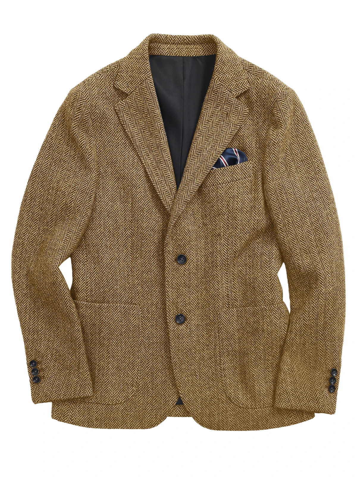 

Navy Blue Herringbone Men's Suits Blazer Single Breasted Suit Jacket Formal Fashion Notch Lapel Coat for Wedding Business Casual