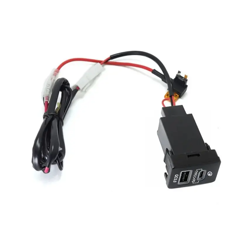 Durable-For Mitsubishi Outlander Eclipse Cross L200 Triton QC3.0 Type C PD USB Quick Car Socket Nondestructive Harne