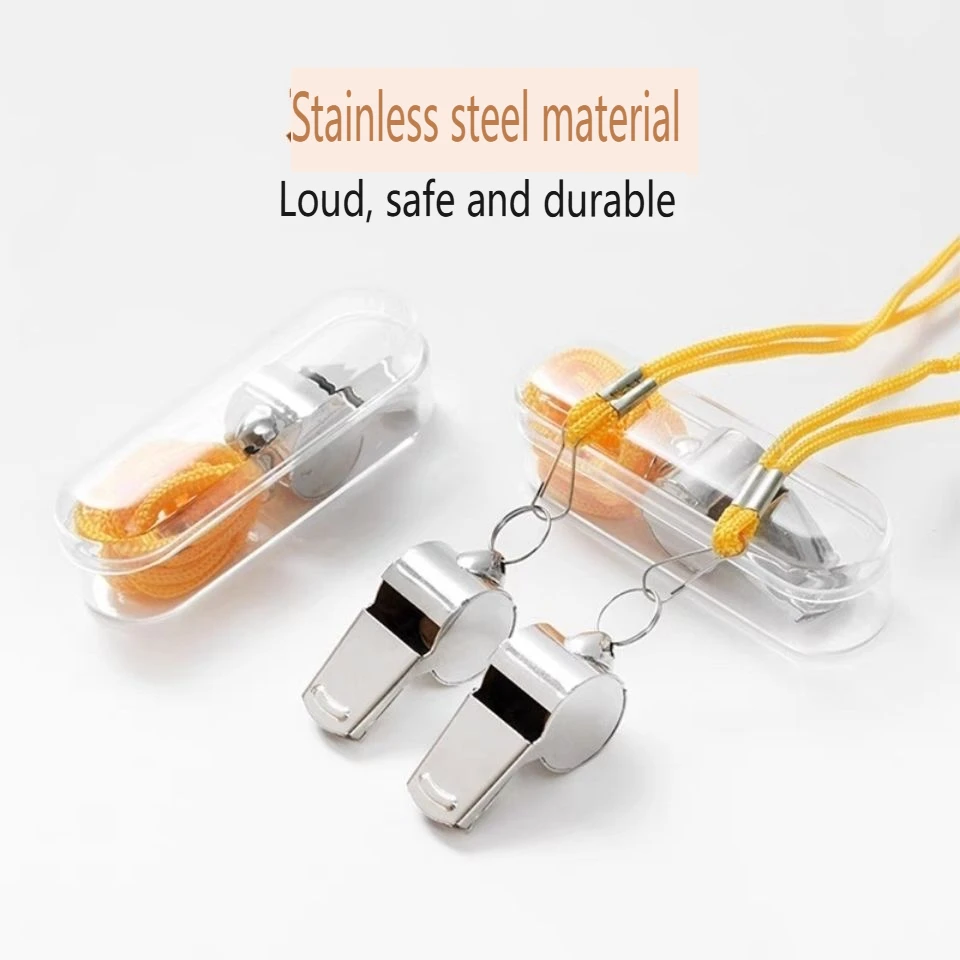 

Loud Metal Whistle Professional With Rope Sport Whistle Wear Resistant Portable Stainless Steel Whistles Referee