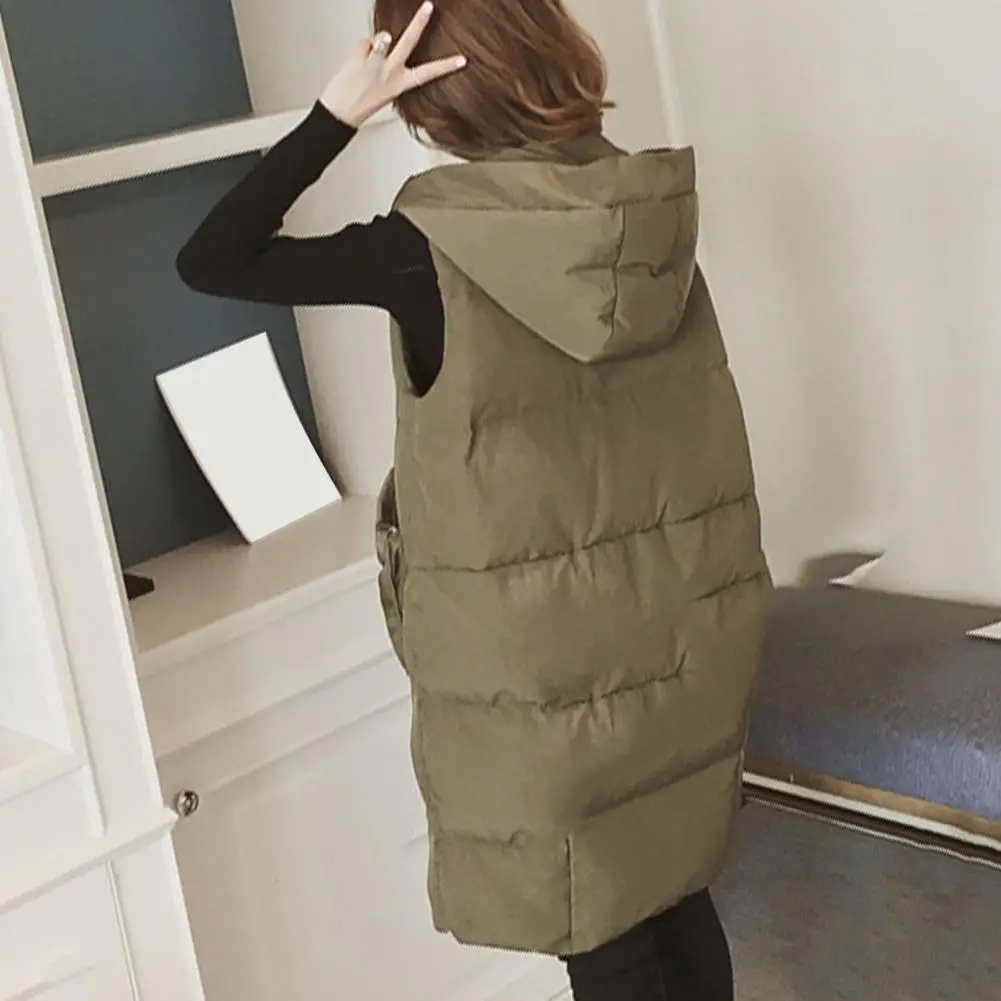 

Жилет с капюшоном, женское пальто средней длины, зимнее новое корейское студенческое модное повседневное универсальное хлопковое жилет, куртка-пуховик, кардиган
