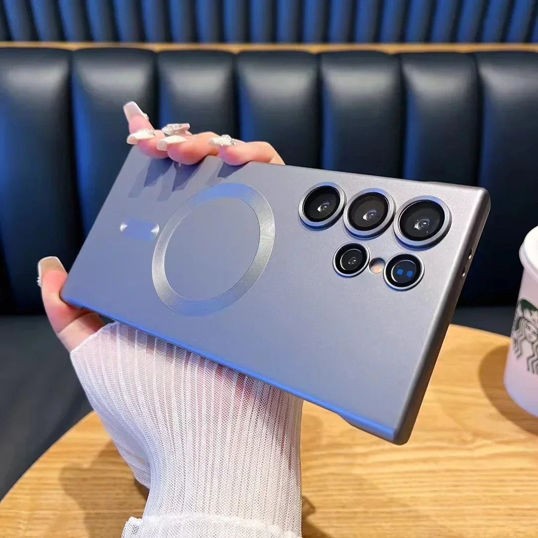 サムスンギャラクシーs24ウルトラ用の超薄型ハードフォンシェル,ワイヤレス充電付き