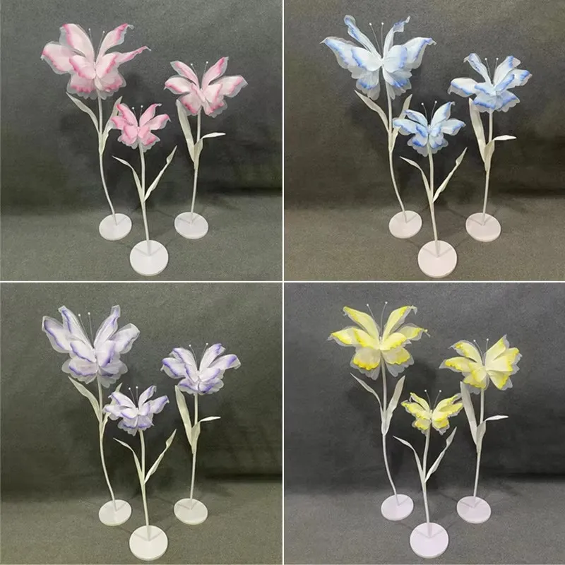3 Stück Künstliche Schmetterlings-Gazeblumen für Hochzeiten im Freien, Dekoration für Zuhause, Events, Partys und Fenstergestaltung – Detail 1