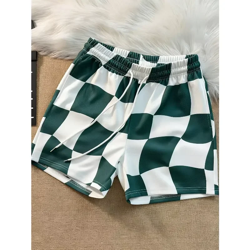 Casual Cool Shorts 2026 Summer Checkered Fashionable Streetwear Quick Dry Sports Pants for Men Women Kids Plus Size