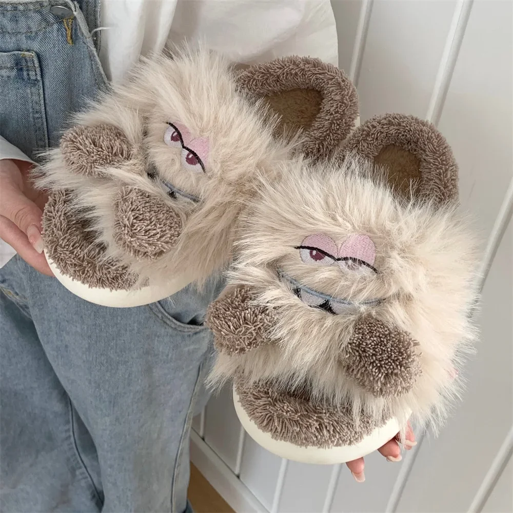 Autumn and winter leisure home bedroom warm creative funny cotton slippers women's fashion personality plush cotton slippers