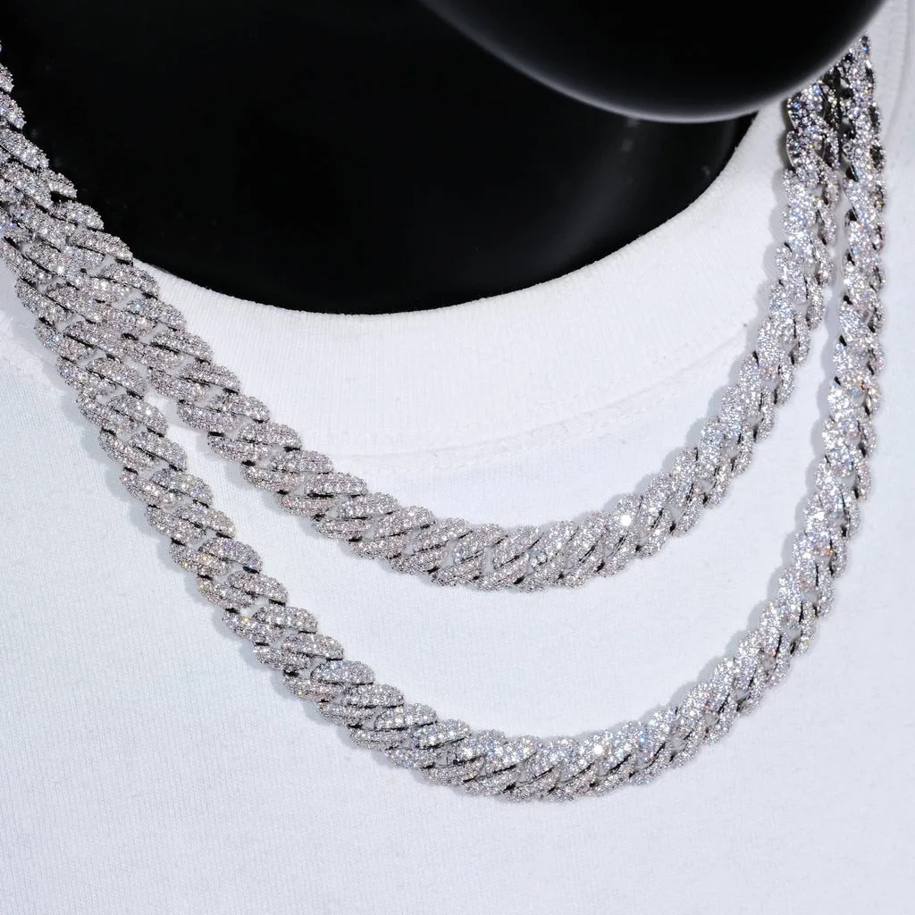 10mm Iced Cuban Link Chain White Gold Color 2 Rows Bling 5A+ Cubic Zirconia Diamond Necklace Luxury Jewelry Gift for Men Women