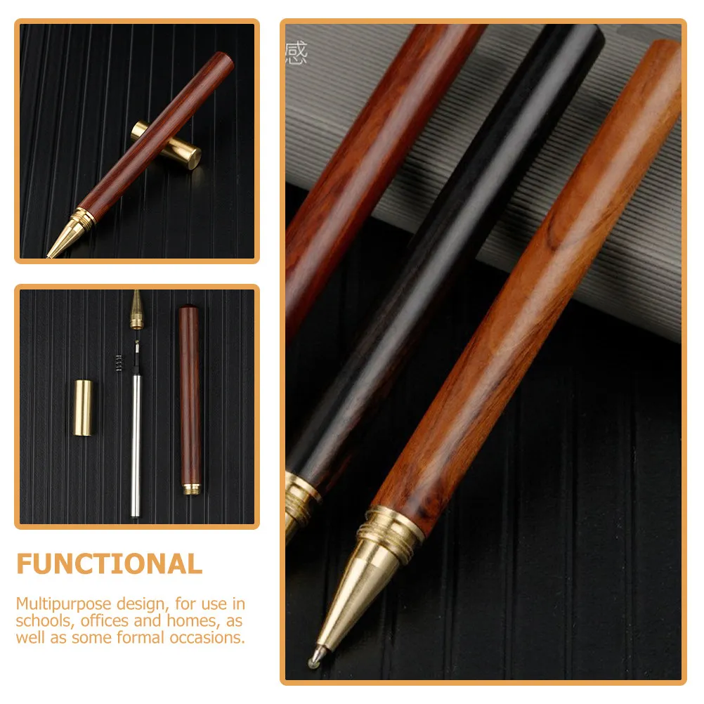 

3Pcs Wooden Brass Gel Pens Smooth Non-Scratch Writing Fine Tip Multi-Function Office School Home Gift Sign Pens Stationery Pen