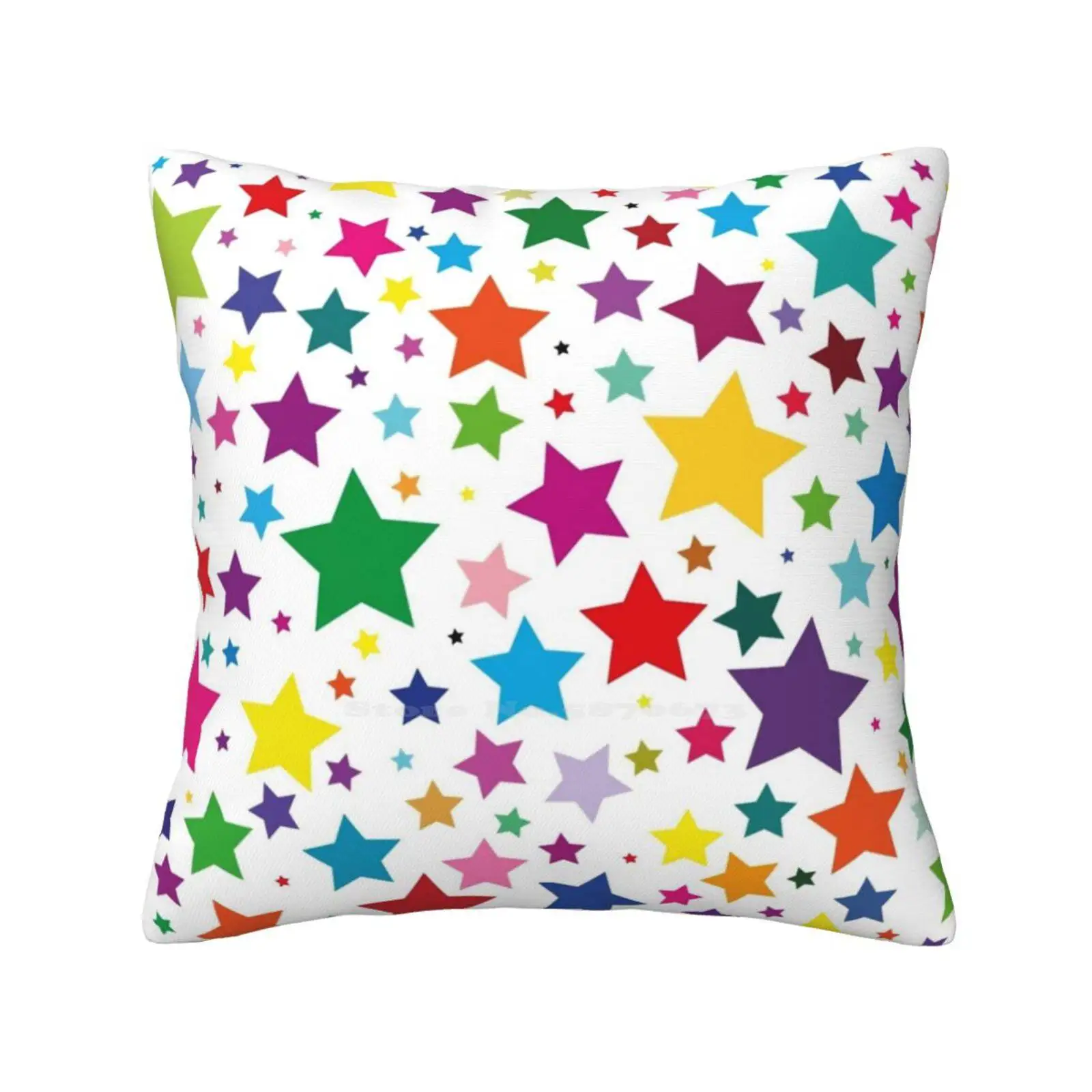 Multi-Coloured Stars Home Sofa Car Waist Throw Pillowcase Stars Colourful Multicoloured Pattern Rainbow Outerspace Confetti