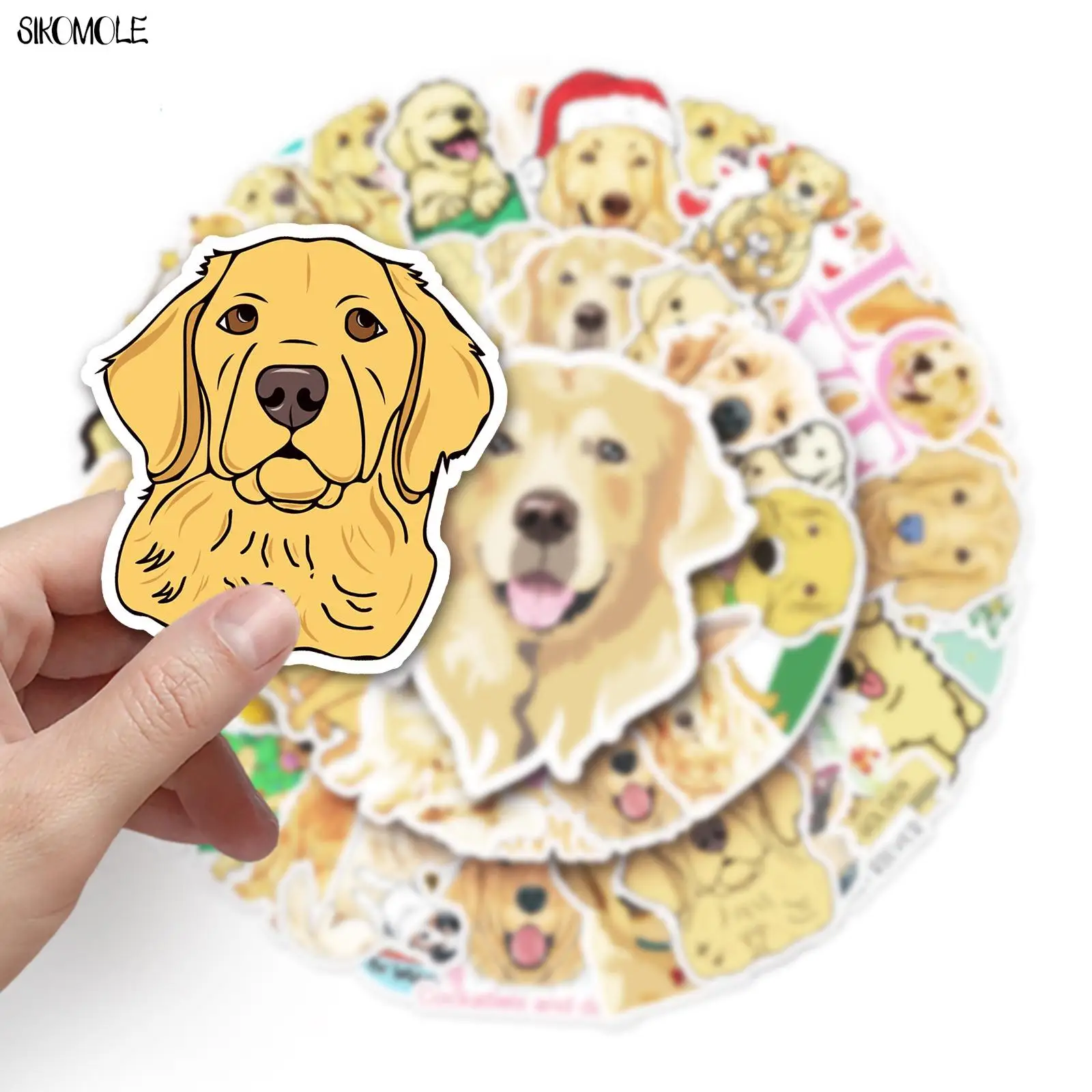 10/30/50PCS Cartoon Cute Golden Retriever Dog Stickers DIY Car Skateboard Laptop Motorcycle Graffiti Sticker Decals Kids Toys F5