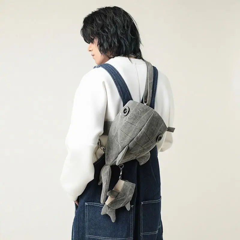 Richme Funny Shark Chest Bag Women 2024 New Designer Canvas Crossbody Shoulder Bags INS Individuality Harajuku Bolso Mujer