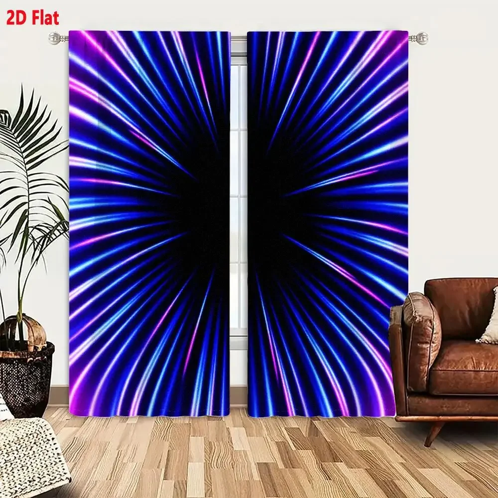 Vibrant Blue Galaxy Curtain Panels for Living Room Home Decor Modern Abstract Light Effect Window Treatment