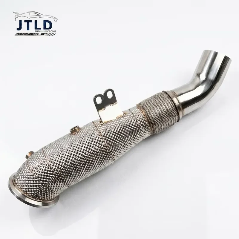Full Heat Shield Wrapped SS304 114mm(4.5 Inch) Variable Diameter Exhaust Downpipe for Gen1 BMW B58 F30 340i Exhaust Component
