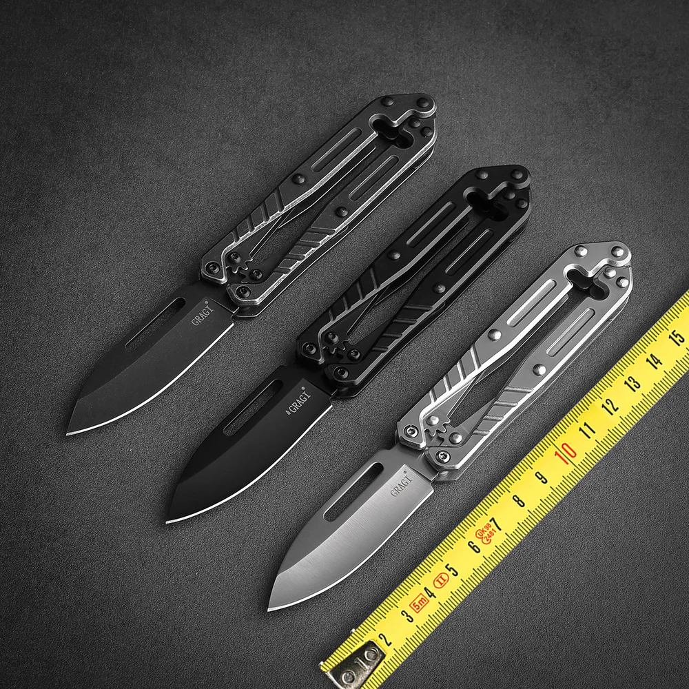 سكين جيب مثير للاهتمام، 2.4 بوصة شفرة من الفولاذ المقاوم للصدأ للبناء المعدني بالكامل، قاطع صندوق قابل للسحب سريع التغيير، أداة EDC