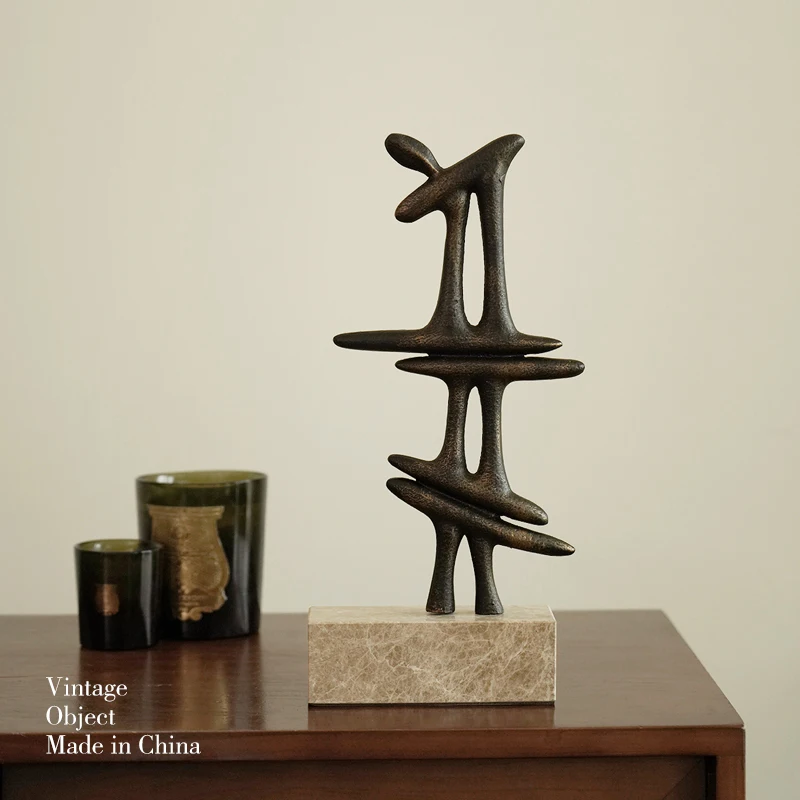 Light Luxury Overlapping Shadow Art Marble Abstract Geometry Aluminum Sculpture Decoration Homestay Living Room Wine Cabinet