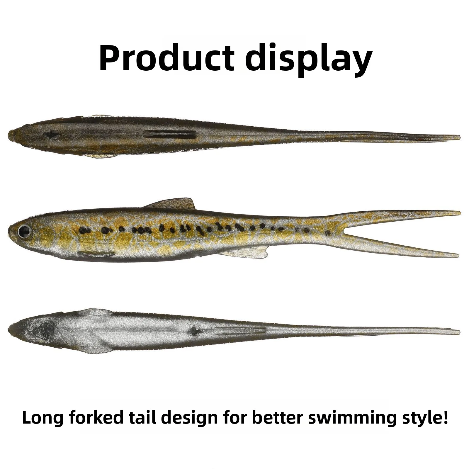 Vinilo MUKUN Split Tail Forked Fish – Señuelo biónico para atún
